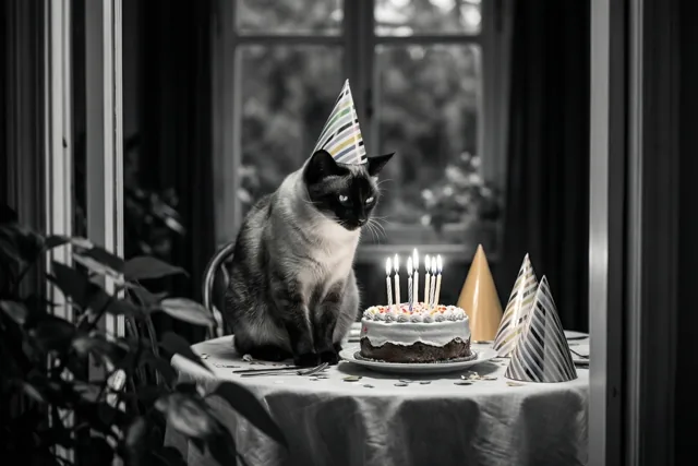 Een feesthoedje voor de kat