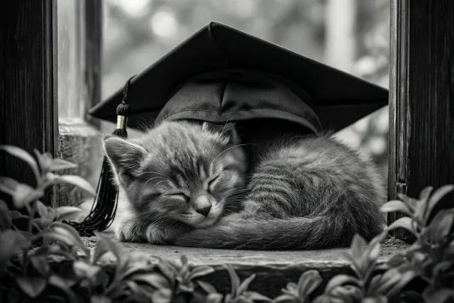 Een kattendutje na het afstuderen