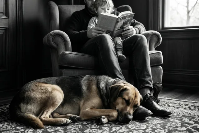 Thuis bij papa en de hond