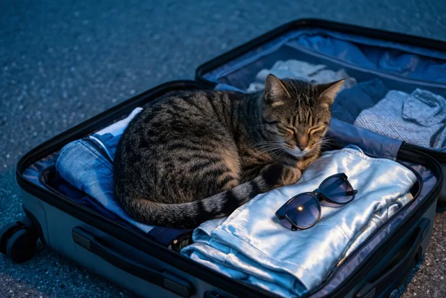 Deze kat neemt vakantie