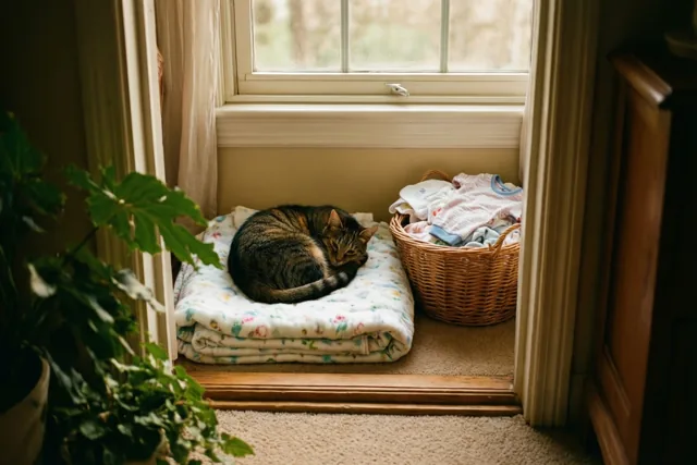 Poes droomt van het kleintje