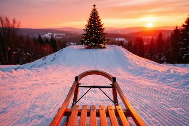 Kerst in roze avondlicht
