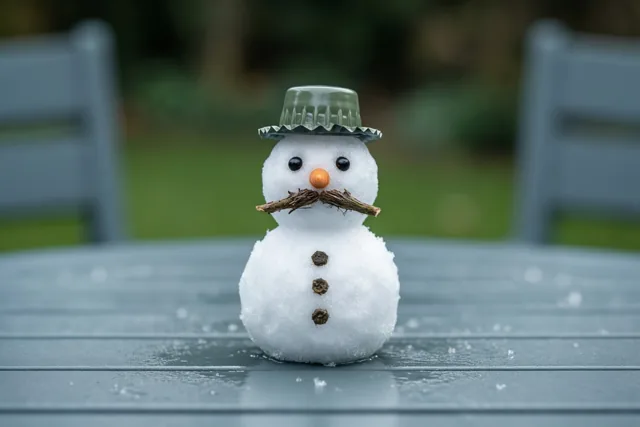 Sneeuwmannetje met een dophoed