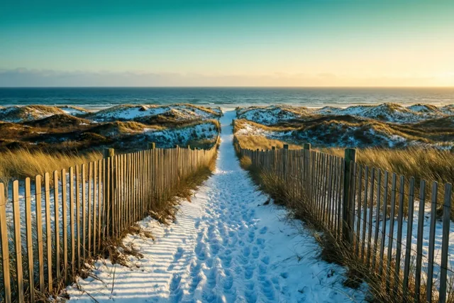 Winterlicht wijst naar zee