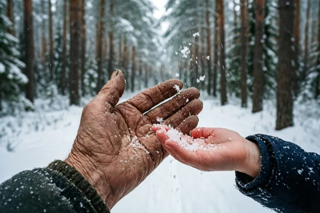 Opa, sneeuwpret blijft voor altijd