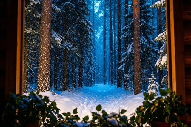 Geborgen bij het winterbos