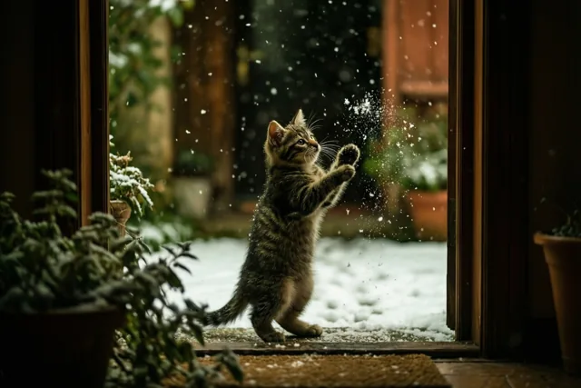 Pootjes omhoog voor sneeuwvlokjes