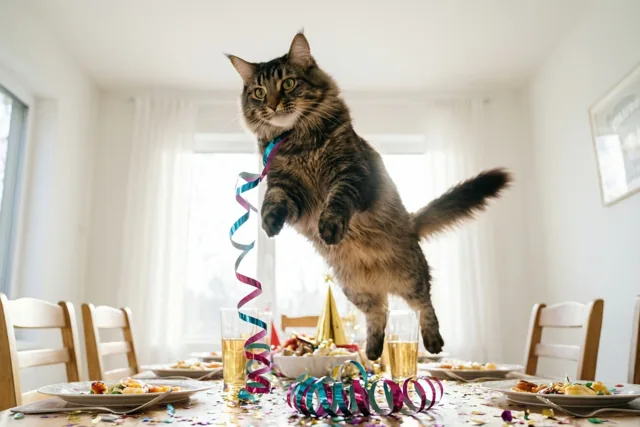 Kat springt het nieuwe jaar in