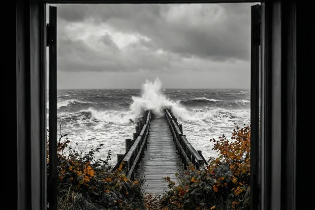 Herfststorm door het raam