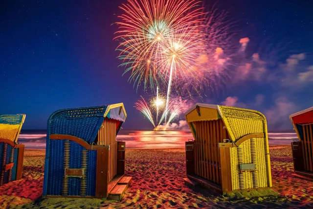 Nieuwjaar bij de strandhuisjes