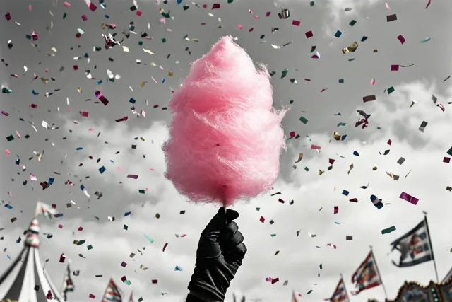 Roze suikerspin voor de feestvierder