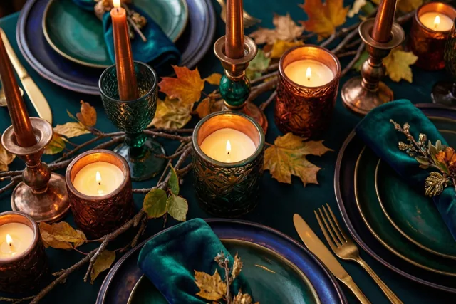 Herfst aan een feestelijke tafel