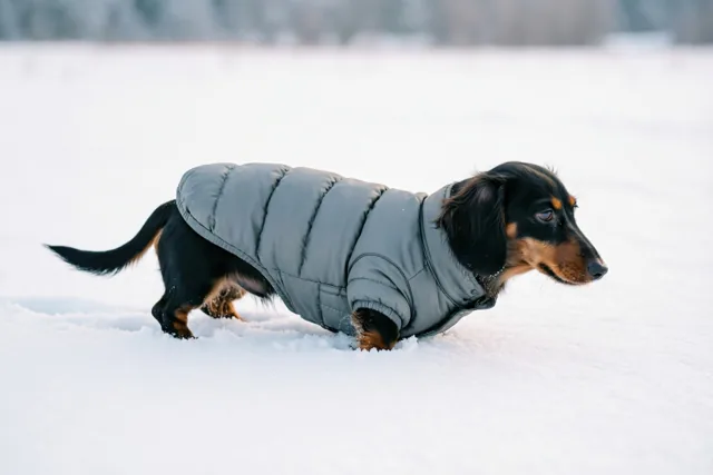 Korte pootjes dikke sneeuw