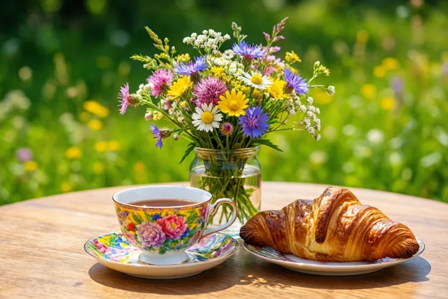 Bloemen bij je ochtendthee
