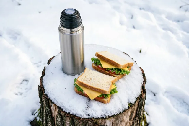 Winterpicknick met boterhammen