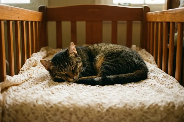 Poes droomt van de baby