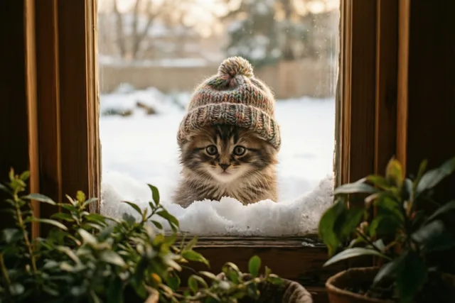 Een katje vol winterwarmte
