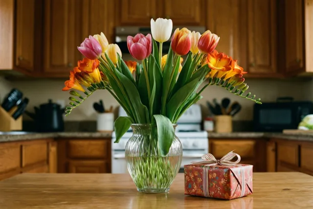 Een fleurige groet aan mama