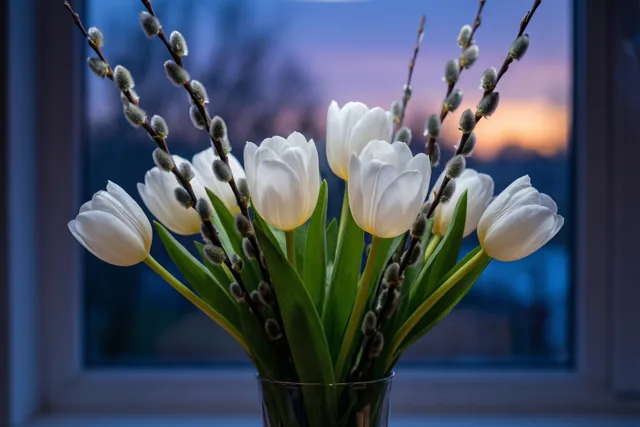 Lenteavond met tulpen en katjes