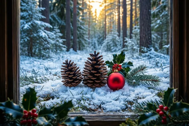 Kerstschatten in de sneeuw