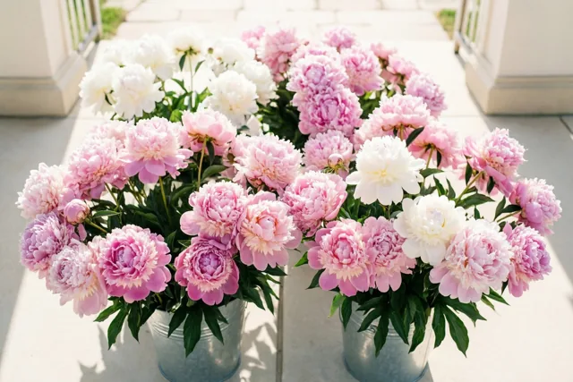 Bloemen aan de ingang
