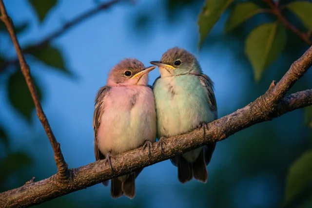 Twee vogeltjes, dicht bijeen