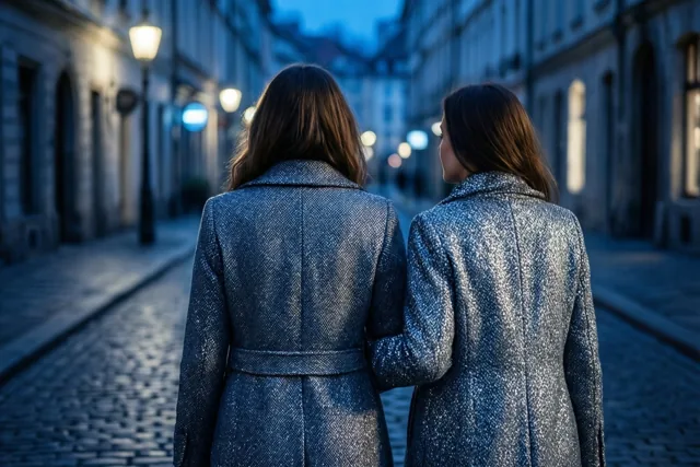 Vriendinnen onder de avondlichten