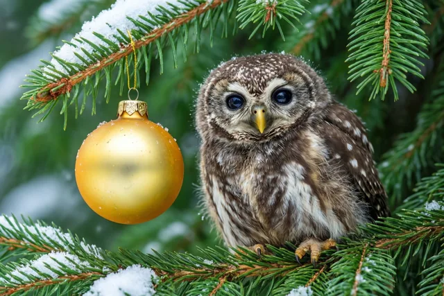 Een uiltje brengt kerstgroeten