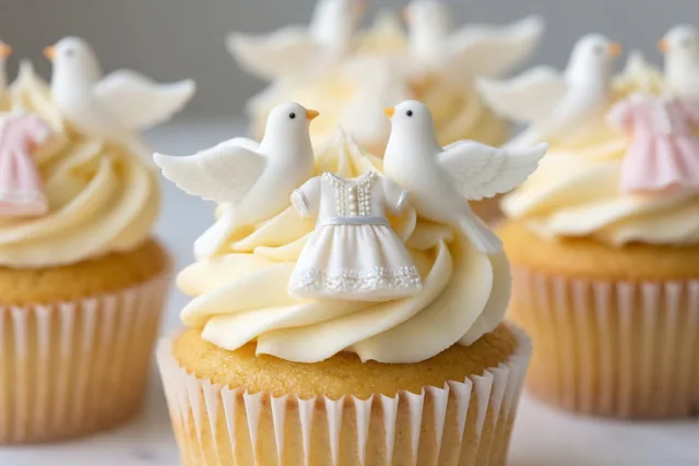 Doopkleedjes op zoete cupcakes