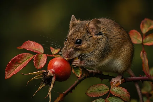 De veldmuis proeft de herfst