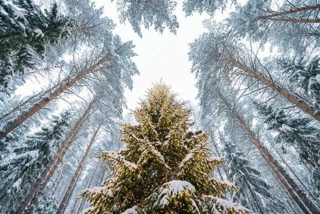 Kerstlicht tot in de kruin