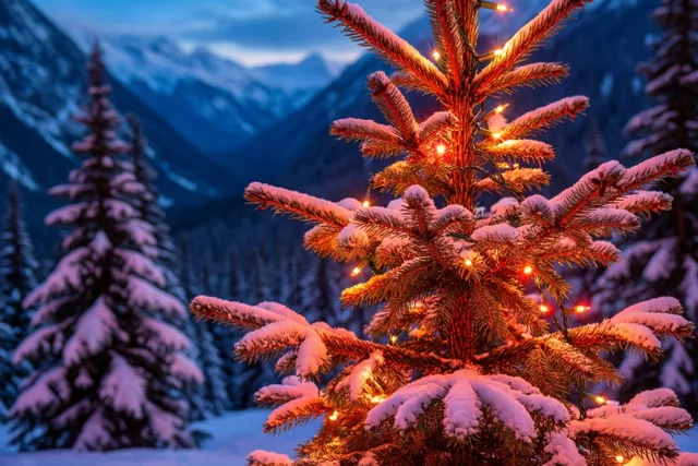 Kerstwarmte op besneeuwde takken