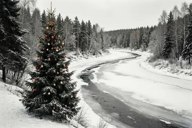 Kerst langs de bevroren rivier
