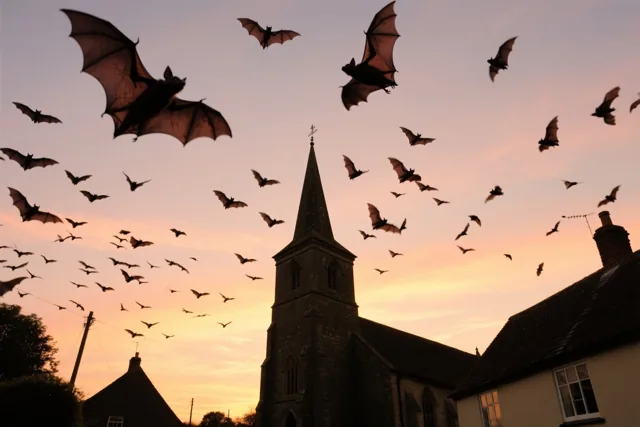 Silhouetten in de avondlucht