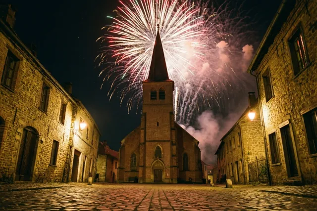 Feestelijk nieuwjaar rond de kerk