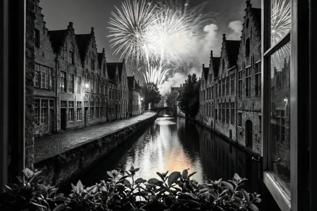 Nieuwjaar aan een stil stadsraam