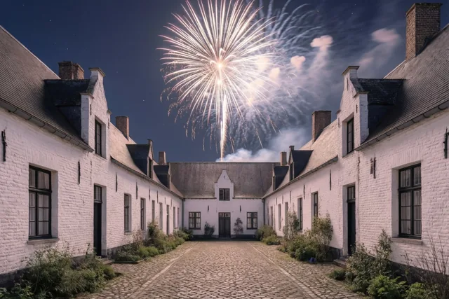 Middernacht tussen de witte gevels