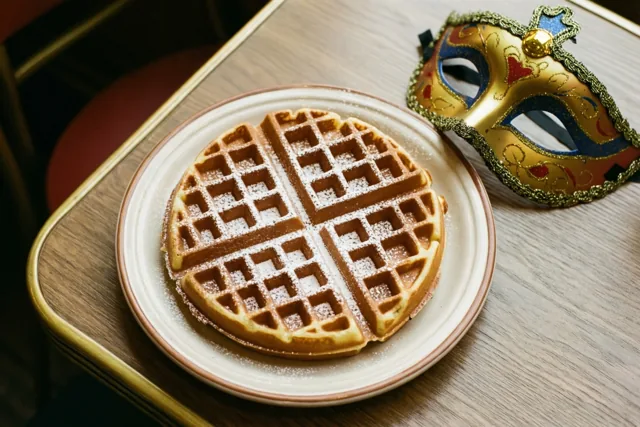 Een wafel tussen het feesten