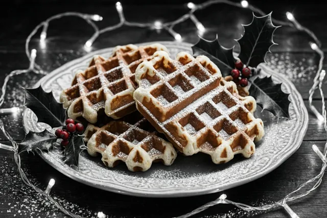 Kerstwafels met een rood accent
