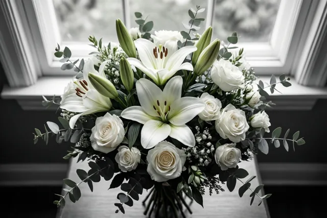 Witte bloemen bij verdriet