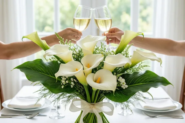 Klinken tussen de calla's