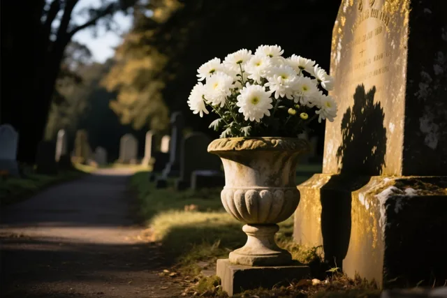 Witte bloemen langs het pad