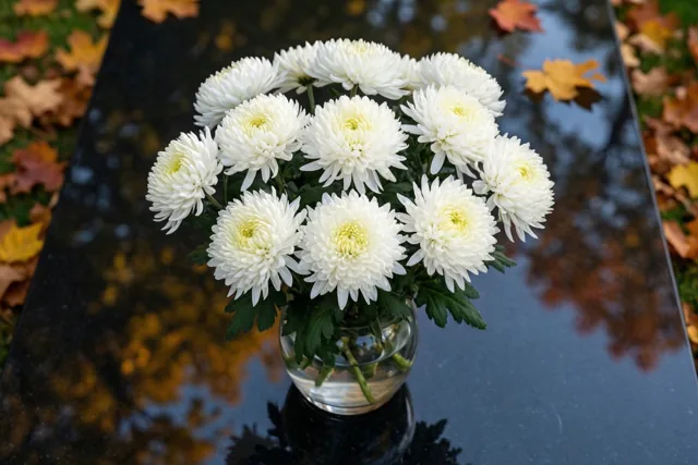Witte chrysanten voor een herinnering
