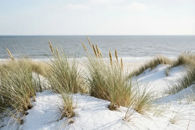 Een witte winter aan de kust