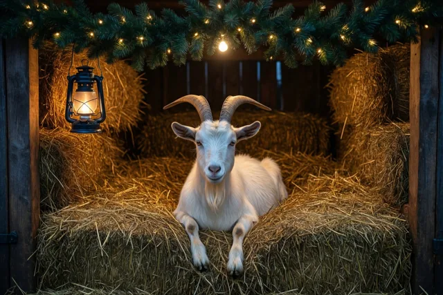 Kerstgezelligheid bij de geit