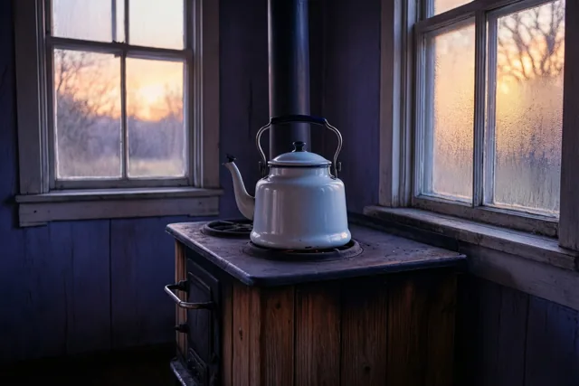 Winterwarmte bij de oude houtkachel