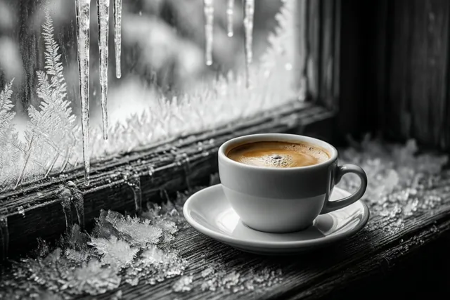 Koffie bij het winterraam