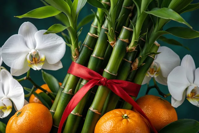 Nieuwjaarsgroeten tussen witte orchideeën
