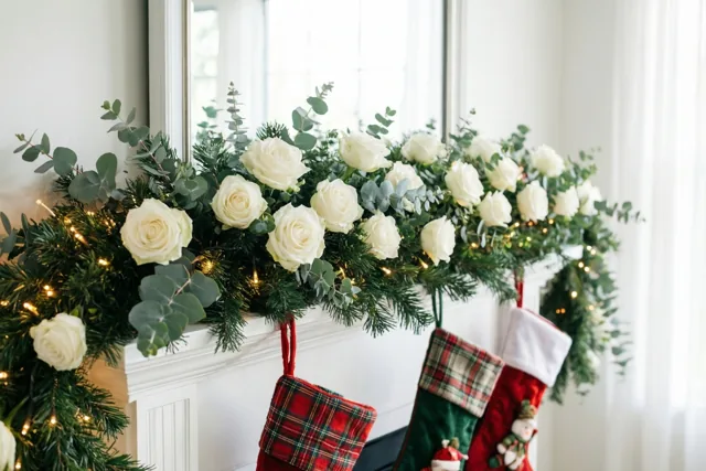 Kerstgezelligheid tussen de rozen