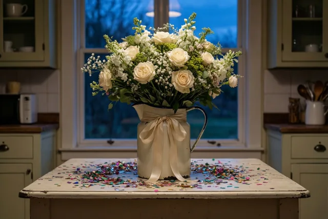 Witte rozen, warme retrofelicitaties